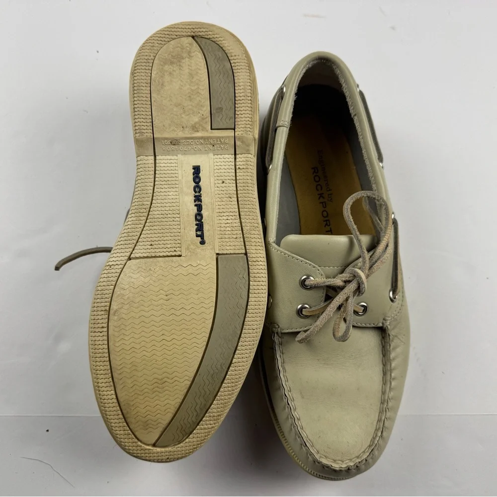Rockport Men's Light Tan leather Boat Shoes size 9